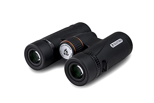 Celestron 71403 TrailSeeker ED: prismáticos con prisma de techo 10 x 32, lente de banda ancha con revestimiento múltiple completo, prisma BaK-4, negro
