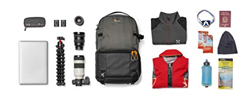 Lowepro Fastpack BP 250 AW III - Mochila para Cámara Refelx DSLR Sin Espejo, con Acceso QuickDoor, Compartimento Para Portátil de 13”, Para Cámaras Nikon D850, 300D Ripstop, Color Gris
