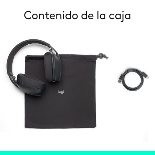 Logitech Zone Vibe 100 Auriculares inalámbricos ligeros, Micrófono con cancelación de ruido, Bluetooth multidispostivivo avanzado, Funcionan con Teams, Google Meet, Zoom, Mac/PC - Gris