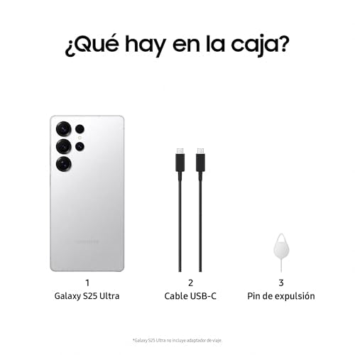 Samsung Galaxy S25 Ultra 512GB Teléfono Móvil con IA, Galaxy AI, 12GB RAM, Cámara 200MP, Dual SIM, IP68, Garantía del Fabricante 3 Años + 1 Año Extra, Titanio Plata (Versión Española)