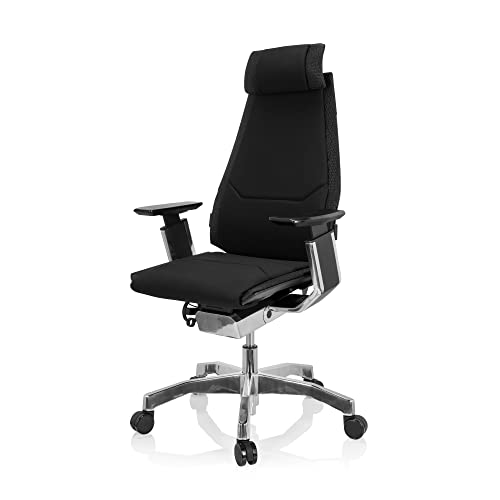 hjh OFFICE 652848 Silla de Oficina GENIDIA Pro Silla giratoria ergonómica, Fabric Black