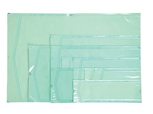 Eline-Bolsas Autoadhesivas para Esterilización por Vapor o ETO, en Papel y Film Médico, Tira Adhesiva Doble Cara y pliegue de cierre, Dimensiones Externas/Internas mm: 90x165/68x150, 2400 uds (12x200)