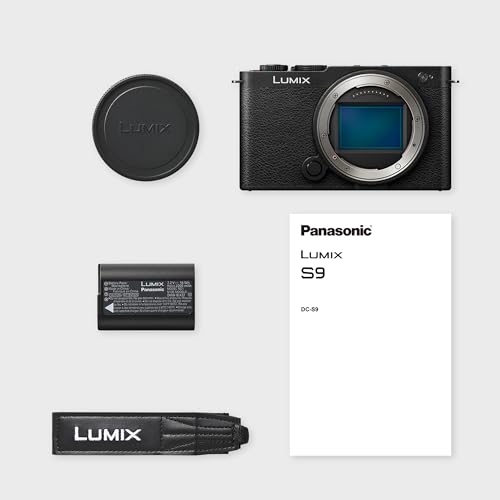 Panasonic Lumix DC-S9E-K Cámara para Vlog con Fotograma Completo y Puerta Abierta sin Espejo, 24,2 MP, Vídeo 6K/4K, PDAF 779 Puntos, Estabilización Imagen, Angulo Libre, WiFi 5 GHz, Negro, Cuerpo