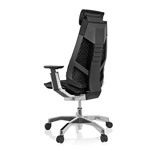 hjh OFFICE 652848 Silla de Oficina GENIDIA Pro Silla giratoria ergonómica, Fabric Black