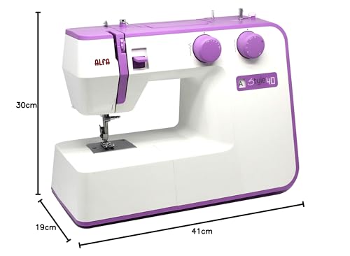 ALFA Máquina de Coser, Style 40, Morada, 31 Puntadas, 30 x 19 x 41 Cm, Accesorios Incluidos