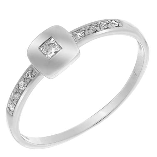 Orphelia Anillo para mujer de oro blanco 750 rodiado y diamante (0,1 ct) blanco, talla redonda - RD-33349, Diamond,