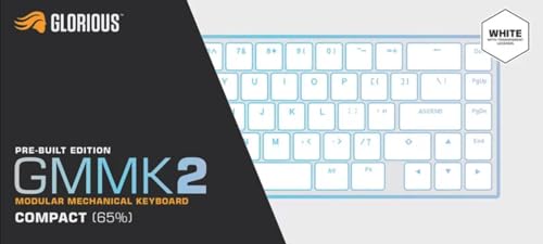 Glorious Gaming GMMK 2 Compact 65% - Teclado gaming mecánico, compacto TKL 65%, carcasa de aluminio, personalizable, keycaps dobles, switches Fox, RGB, distribuciones QWERTY estadounidense - Blanco