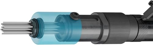 Hazet Mini escarificador de aguja 9035M-6, 235,6 mm de longitud, accionado por aire comprimido, limpieza suave de piezas sucias, 13 agujas de acero inoxidable, 3000 golpes/min