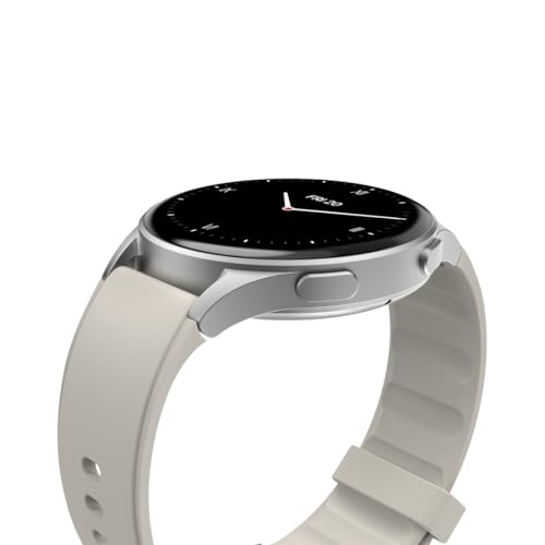 HAMA | Smartwatch 8900 (Reloj Inteligente, con GPS, Pantalla Tactil Amoled, Reloj Deportivo, Permite Hacer Llamadas en Manos Libres) Color Plata y Beige.