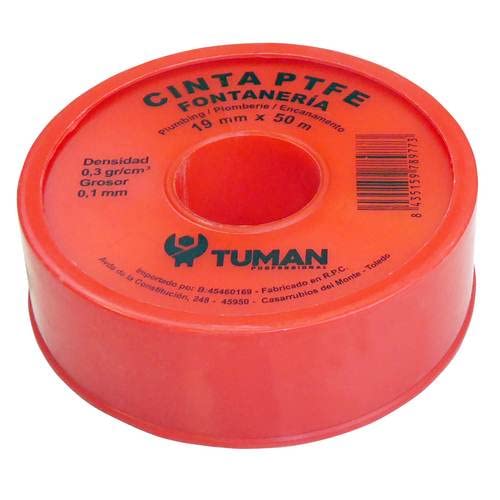 250 Rollos de Cinta Teflón para Fontanería de 19mmx0,1mmx50 metros de 0,3gr cm2. PTFE para sellado de roscas, tuberias.