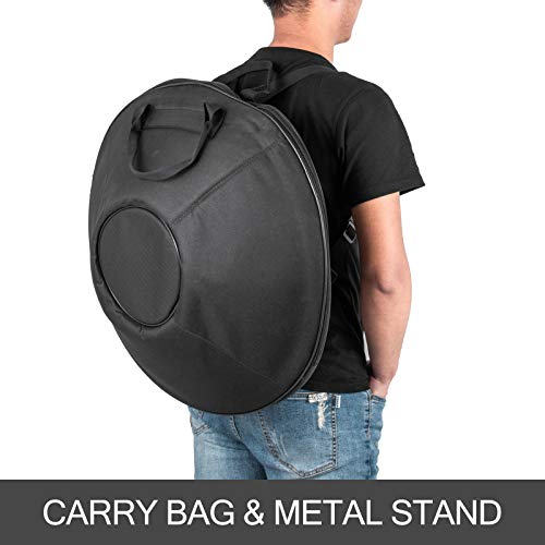 BuoQua Blue Harmonic Handpan Drum Pan de mano en D menor 9 notas 22 pulgadas de acero tambor de mano con suave mano Pan Bag Hand Pan Hang Drum