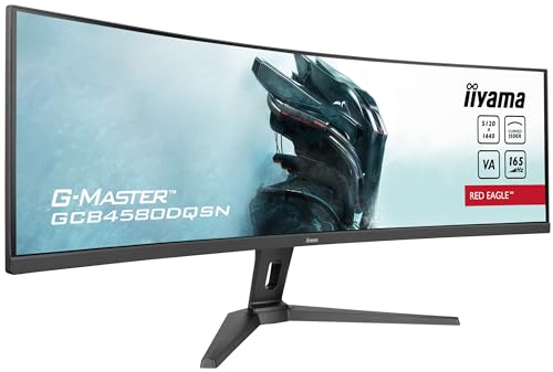 iiyama GCB4580DQSN-B1 44,5" DQHD Panel VA, Curvo Gaming 1500R, G-Master Red Eagle, 5120x1440, 165Hz, 450cd/m², 0,8ms MPRT, Altavoces, USB-C Dock (LAN, 90W PD), DisplayPort, 2X HDMI 2.1, KVM, USB3.2x3