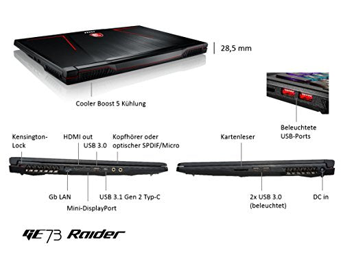 MSI Gaming GE73VR 7RE-043DE Raider 43.9cm (17.3 Zoll) Gaming Notebook Intel Core i7 16GB DDR4-RA