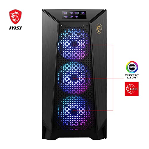 MSI Meg Prospect 700R - Carcasa para PC de Torre Media, Capacidad E-ATX, Pantalla táctil IPS, Panel Lateral Modular, 4 Ventiladores ARGB de 140 mm, Puertas batientes Izquierda/Derecha, 4 filtros de