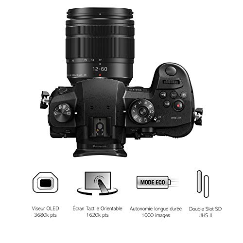 Panasonic Lumix GH5M | Cámara Híbrida Expert + Lente Lumix 12-60mm (Sensor 4/3 20MP, Doble Stab., Visor OLED, 4K60p/C4K24p 4:2:2 10bit, Tropicalizado) Negro - Versión Francesa