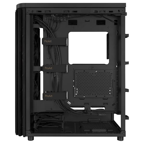 ASUS ProArt PA401, Chasis ATX con Panel de Metal, Compatible con GPU de hasta 314 mm, Dos Ventiladores de 160 mm, Bloqueo del Panel Lateral, Soporte para Fuente de alimentación extraíble