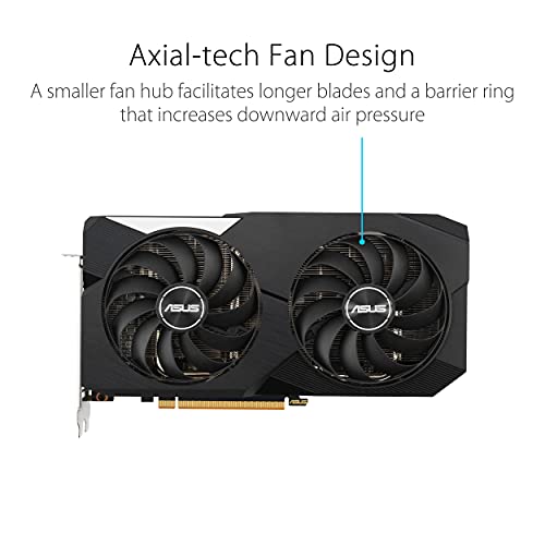 ASUS Dual AMD Radeon RX 6600 XT OC Edition 8GB GDDR6 - Tarjeta Gráfica Gaming (AMD RDNA 2, PCIe 4.0, 8GB GDDR6, HDMI 2.1, DisplayPort 1.4a, Ventilador Axial-Tech Design, Tecnología 0db)