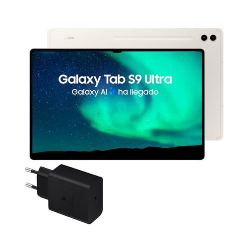 Samsung Galaxy Tab S9 Ultra, 1 TB, WiFi + Cargador 45W - Tablet Android con IA, Ranura MicroSD, S Pen Incluido, Beige (Versión Española)