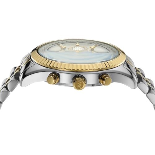 Michael Kors - Cronógrafo Lexington con Correa de Acero Inoxidable Plateado y Dorado para Hombre MK8344
