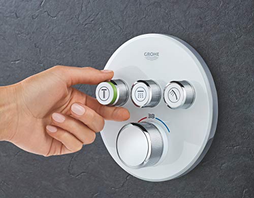 Grohe 29904LS0 Grohtherm Smartcontrol Termostato con cristal blanco, 3 Chorros Regulables, Moon White, Redondo