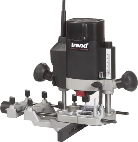 Trend T5 Kit de Inicio Definitivo para Fresado, T5EK/MK2/EU Fresadora de Inmersión de Velocidad Variable (1000W, 8mm, 230V), Juego de 12 Fresas de 8mm, Máscara y Gafas, T5/START/SET/E