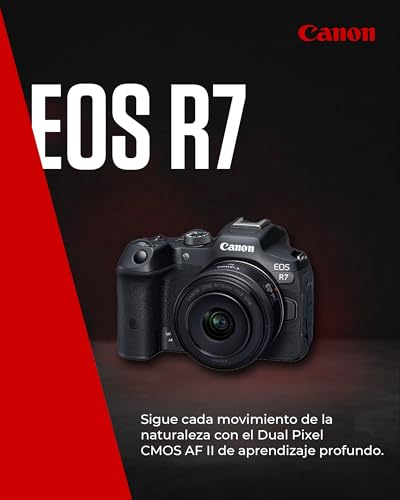 CANON EOS R7 Cámara Mirrorless Body, Cámara EVIL APS-C (32,5 MP) -5 EV, Vídeo 4K 60 fps, Dual Pixel CMOS AF II, Pantalla Táctil de Ángulo Variable, Negro