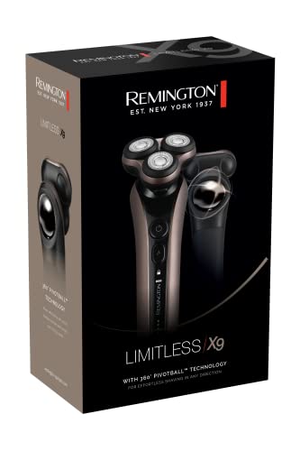 Remington X9 Limitless Afeitadora Rotativa, Máquina de Afeitar Inalámbrica, Cabezal Pivotante PivotBall 360°, Tecnología PowerSense, Cuchillas Flexibles, 60 min Autonomía, Resistente al Agua