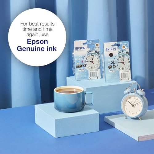 Epson Reloj despertador Multipack 27XL, cartuchos de tinta XL originales de alta capacidad, cian, magenta, amarillo, WF-3620DWF/WF-3640DTWF/WF-7110DTW/WF-7210DTW/WF-7610DWF/WF-7620DTWF/WF-7710DWF/WF-7710DWF/WF-7715DWF/WF-7720DTWF