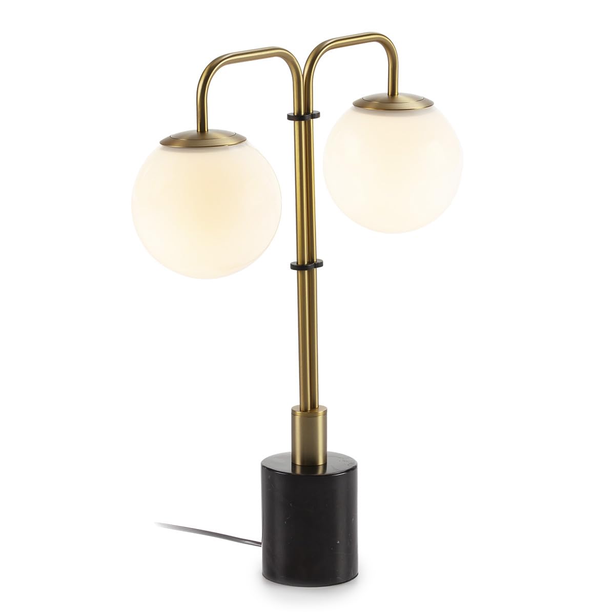 LAMPARA SOBREMESA 45X15X55 CRISTAL BLANCO/MARMOL NEGRO/METAL DORADO