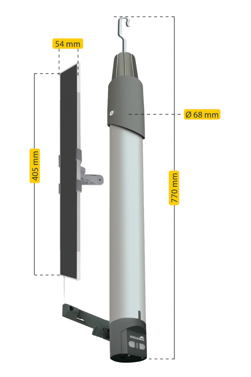 Schellenberg 20264 Accionamiento para toldo PREMIUM con panel solar, controlable por radio o aplicación Smart Home