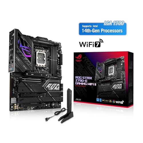 ASUS ROG Strix Z790-E Gaming WiFi II Intel Z790 Placa Base (LGA 1700 ATX, 18+1 etapas de Potencia, DDR5, 5 Ranuras M.2 con disipadores, PCIe 5.0, WiFi 7, USB 20Gbps y Aura Sync RGB)