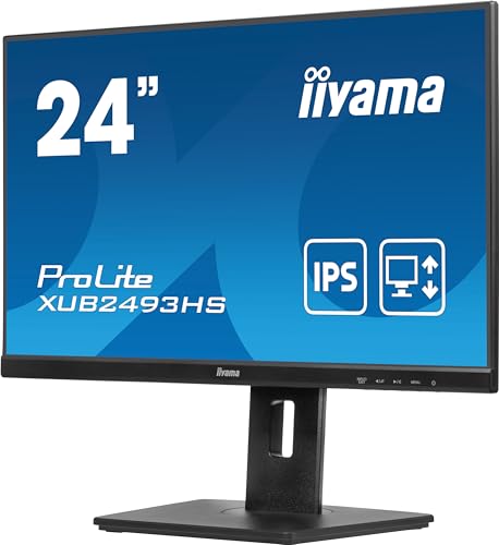 iiyama XUB2493HS-B6 24" Panel IPS, 1920x1080100Hz, 15cm Regulable en Altura, Pivotante, 4ms, 250cd/m², Altavoces, HDMI, DisplayPort (23,8" Vis)