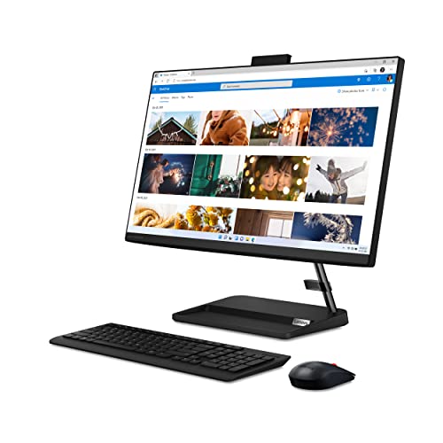Lenovo IdeaCentre All-in-One 3 - Pantalla Full HD de 23,8" (procesador Intel Core i3-1220P, 512 GB SSD, RAM 8 GB, DVD±RW, Windows 11, Wi-Fi 6) + Teclado y ratón USB - Negro