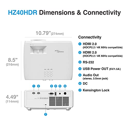Optoma HZ40HDR Proyector 4000 Lúmenes ANSI DLP FullHD 3D Blanco