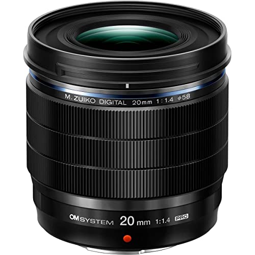 M.ZUIKO Digital ED 20mm F1.4 Pro, Objetivo Pro estándar, Adecuado para Todas Las cámaras MFT (cámaras Olympus OM-D y Pen, Panasonic G-Series), Negro