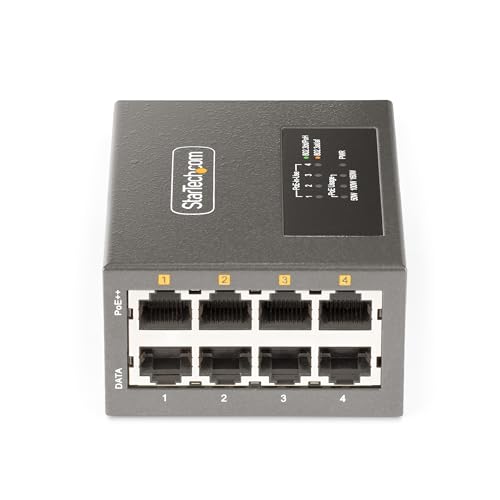 StarTech.com Switch PoE/PoE+/ PoE++ 802.3af/802.3at/802.3bt de 4 Puertos - 95W - Inyector Power Over Ethernet 5G (NBASE-T)