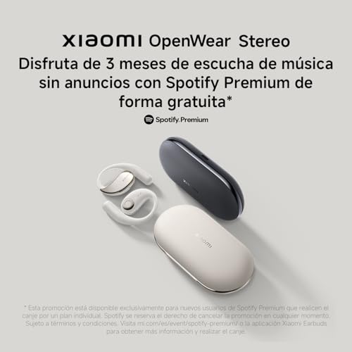 XIAOMI OpenWear Stereo - Auriculares inalámbricos, cancelación de Ruido, Driver dinámico, Doble micrófono, 7.5 Horas de autonomía y 38,5 Horas con el Estuche de Carga, Cosmic Grey (Versión ES)