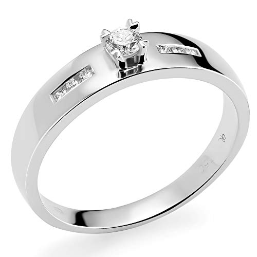 Orphelia Mujer 18 k (750) oro blanco redondo blanco diamante