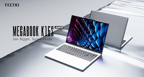 Portátil - Tecno K16S MEGABOOK, 16" Full HD IPS, AMD Ryzen™ 5-7430U, 16GB RAM, 512GB SSD, Radeon™ Graphics, WiFi, Windows 11 Home, Gris, Todo Aluminio, Teclado QWERTY Español