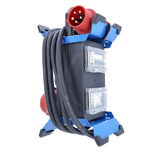 as - Schwabe 60963 - Distribuidor de corriente portátil (enchufe CEE 13 + 4 tomas schuko + 2 enchufes CEE + FI/RCD, IP44, fabricado en la UE I 60963)
