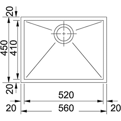 Franke planar zero - Fregadero ppx-110-52 60cm inoxidable