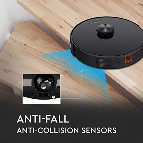V-TAC Aspirador giroscópico Robotizado de Carga automática Compatible con Amazon Alexa y Google Home, Color Negro