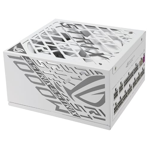 ASUS ROG Strix 1000W Platinum White Edition, Fuente de alimentación ATX Modular, 80 Plus Platinum, ATX 3.1, PCIE 5.1, Conector 12V-2x6, MOSFET GAN, estabilizador de Voltaje 'GPU-First'
