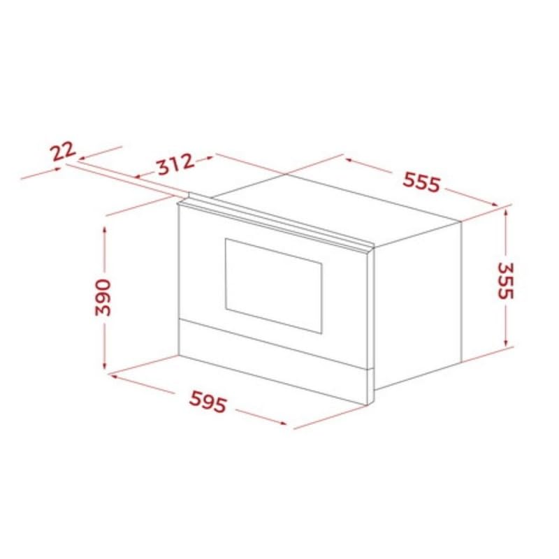 TEKA Microondas Integrable con Base Cerámica, Capacidad 22 L, Apertura de Puerta a la Izquierda, Modelo NEO MS 6220 BIS L SS