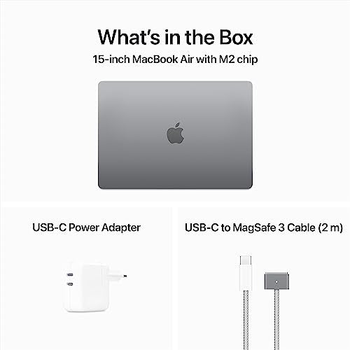 Apple 2023 MacBook Air (de 15 polegadas, Processador M2 da Apple com CPU 8‑Core e GPU 10‑Core, 8GB Memória unificada, 256 GB) - Cinzento sideral