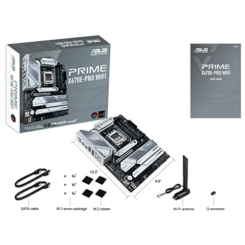 ASUS Prime X670E-PRO WiFi - Placa Base ATX (AMD Ryzen AM5, PCIe 5.0, 4 Ranuras M.2, DDR5, USB 3.2 Gen 2 x 2 de Tipo C, Compatible con USB4, WiFi 6E y Ethernet de 2,5 GB)
