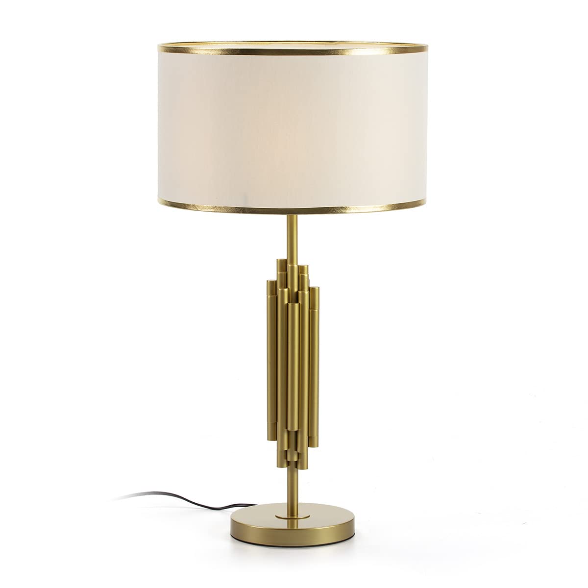 LAMPARA SOBREMESA 38X38X70 METAL DORADO CON PANTALLA