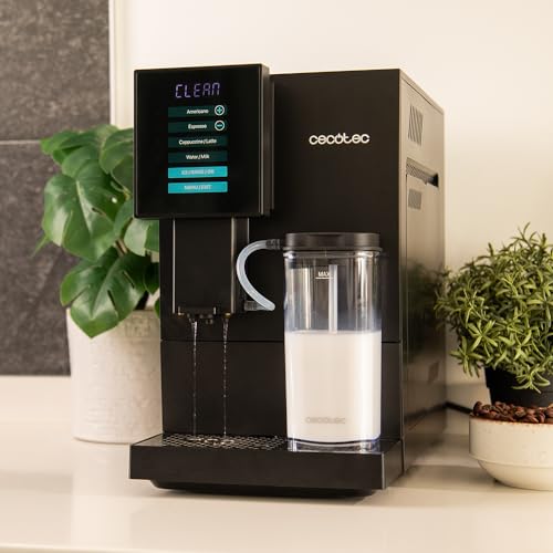Cecotec Cafetera Superautomática Cremmaet Compactccino. 1350 W, Thermoblock, Bomba de Presión de 19bars, Sistema Plug&Play, Depósito de Café con Molinillo Integrado, Limpieza Automática
