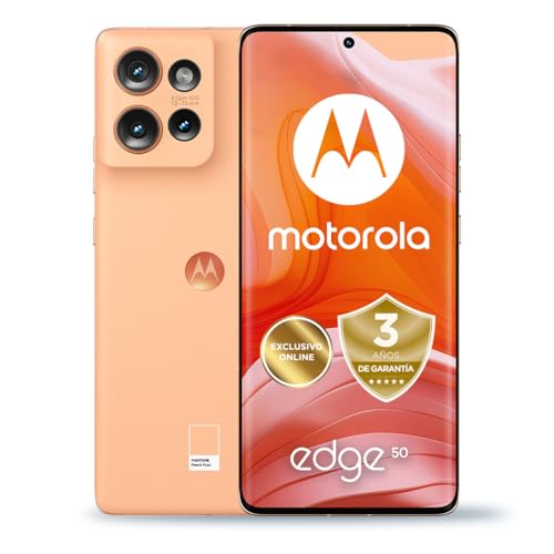 Motorola Edge 50, 24GB (12+12GB RAM Boost)/512GB, España, certificación Militar de Durabilidad, Pantalla 6,7" pOLED 1.5K, cámara 50MP y Zoom Optico 3X, Carga TurboPower de 68 W, Funda, Peach Fuzz