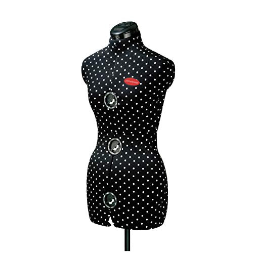 Prym 611752 Prymadonna Polka Dots-Busto de Sastre, Talla S, Negro con Puntos Blancos, Size S (36-42)